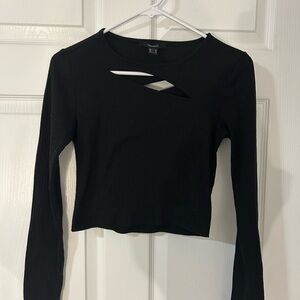 Forever 21 Black Cut-Out Long Sleeve Top
